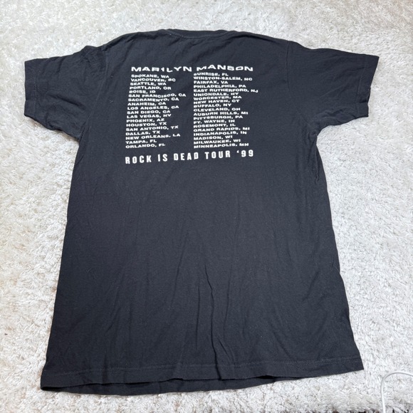 Marilyn Manson Rock Is Dead Tour '99 T-Shirt Medium Graphic Tultex Black Rock - Picture 2 of 12